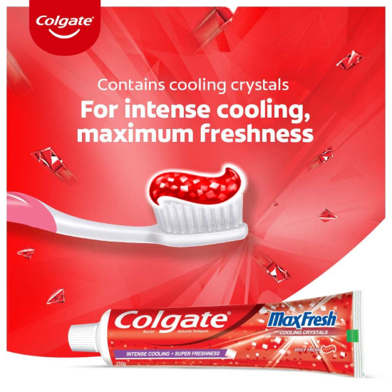 Colgate MaxFresh 150g Bad Breath Treatment Toothpaste, Red Gel Paste with Menthol for Super Fresh Breath