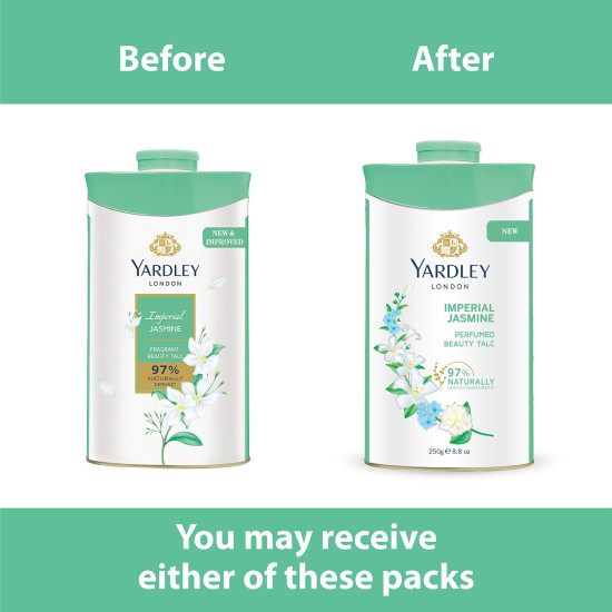 Yardley London Imperial Jasmine Perfumed Talc| Fragrant Beauty Talc for Women| Smooth Texture| 250g