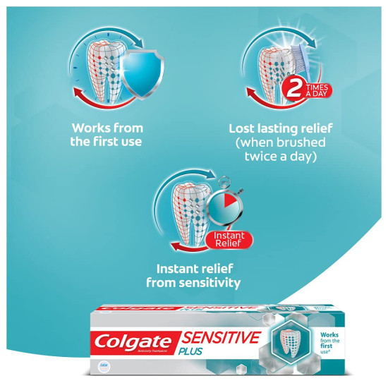 Colgate Sensitive Plus Sensitivity Relief Toothpaste, 70g, With PRO-ARGIN Technology, Clinically Proven Formula Provides INSTANT Relief From Tooth SensitivityÂ