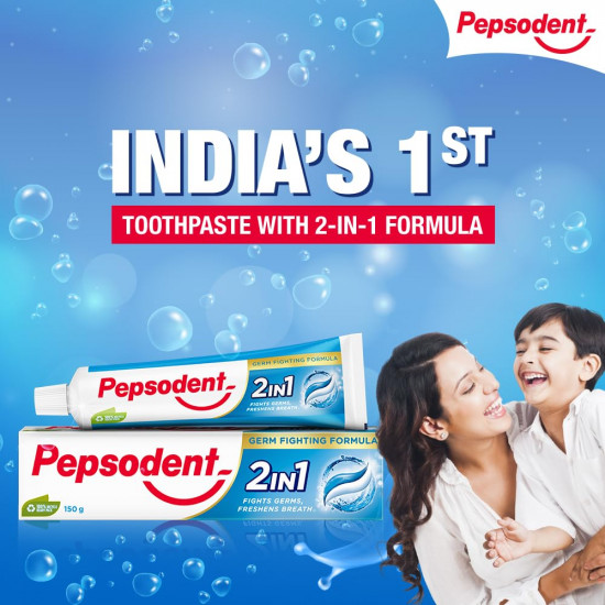 Pepsodent 2 in 1 Toothpaste Tooth Decay Prevention, Cavity Protection, Sensitivity Relief, Plaque Removal, 150 g