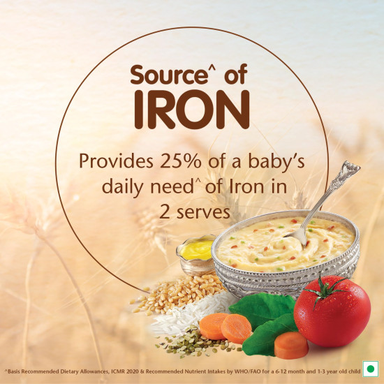 Nestle Cerelac Baby Cereal with Milk , Khichdi with Vegetables & Ghee , From 8 to 24 Months ,Stage 2, Source of Iron & Protein , 300g