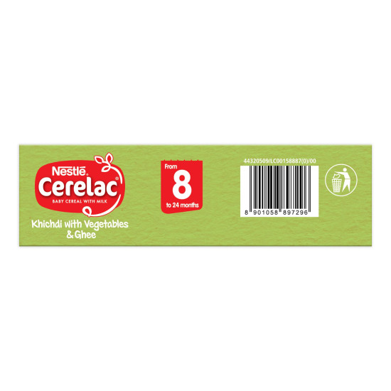 Nestle Cerelac Baby Cereal with Milk , Khichdi with Vegetables & Ghee , From 8 to 24 Months ,Stage 2, Source of Iron & Protein , 300g