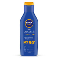 NIVEA SUN Protect and Moisture 125ml SPF 50 Sunscreen| PA+++ UVA - UVB Protection System| Vitamin E + Moisture| Very Water Resistant| For Men & Women
