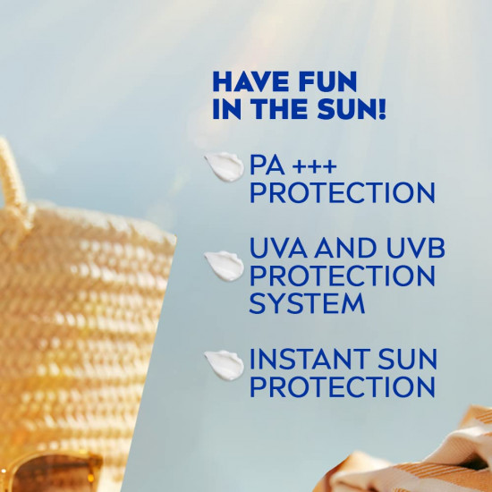 NIVEA SUN Protect and Moisture 125ml SPF 50 Sunscreen| PA+++ UVA - UVB Protection System| Vitamin E + Moisture| Very Water Resistant| For Men & Women