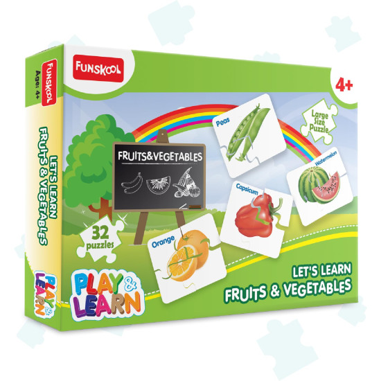 Funskool Play & Learn-Fruits & Vegetables,Educational,32 pieces,Puzzle,For 3 year Old Kids and Above,Toy