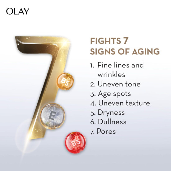 Olay Total Effects Serum |with Vitamin C, B5, Niacinamide, Green Tea |Fights 7 signs of ageing for glowing, hydrated and younger looking skin |Suitable for Normal, Dry, Oily & Combination skin |50 ML