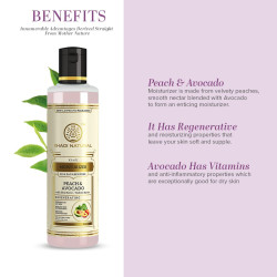 KHADI NATURAL Peach and Avocado Herbal Moisturizer With Shea/Kokum Butter | Moisturizer for Dry Skin | Body Moisturizer for Soft Skin | SLS and Paraben Free, 210 ml | Suitable for All Skin Types