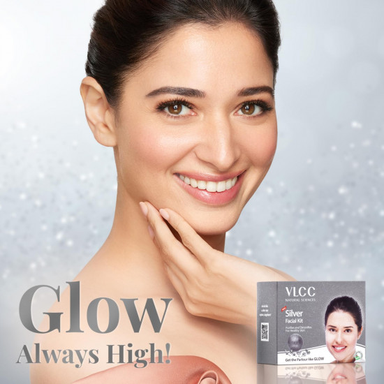 VLCC Silver Facial Kit - 60 g | Skin Purifying and Detoxing Facial. Excess Oil control. Helps balance pH & bright complexion. Silver Powder, Winter Cherry, Licorice Extract, Orange & Lemon Extract.