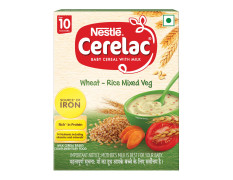 Nestle Cerelac Baby Cereal with Milk , Wheat - Rice Mixed Veg , From 10 to 24 Months , Stage 3, Source of Iron & Protein , 300g