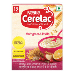 Nestle Cerelac Baby Cereal with Milk , Multigrain & Fruits , From 12 to 24 Months ,Stage 4, Source of Iron & Protein , 300g