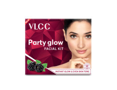 VLCC Party Glow Facial Kit - 60g | Intense Glow For Clear, Bright Skin | Special Occasion at Home Facial | With Indian Berberry, Saffron, Mulberry, and Hazlenut