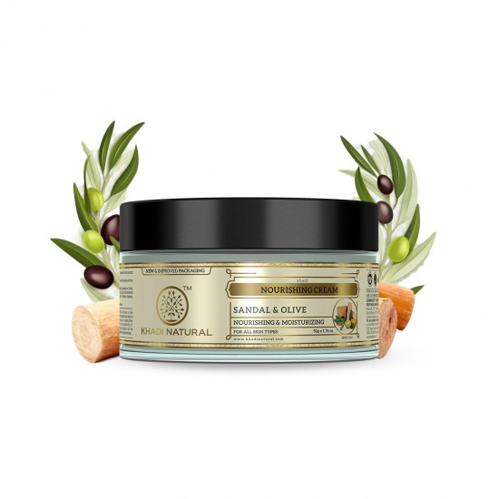 KHADI NATURAL Ayurvedic Sandal and Olive Face Nourishing Cream With Sheabutter, 50g