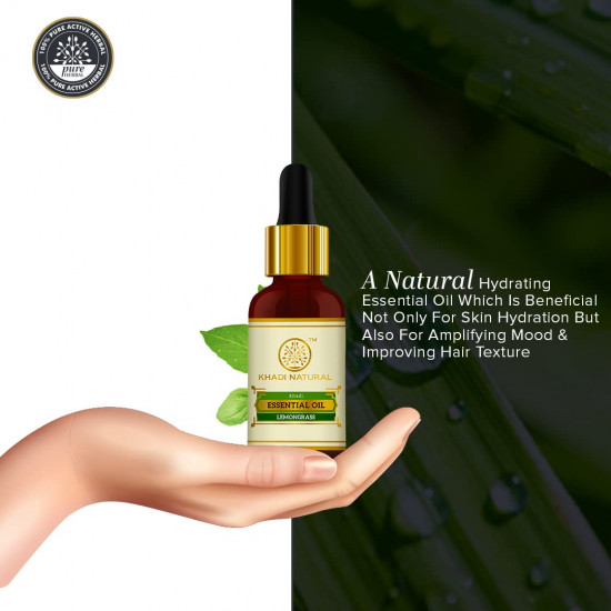 Khadi Natural Lemongrass Oil | Essential Oil for Toning Skin | 100% Natural Essential Oil | Suitable for All Skin & Hair Types