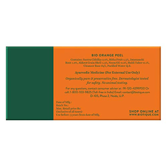 Biotique Bio Orange Peel Revitalizing Body Soap | Exfoliated and Speed Cell Renewal | Deeply Cleanses |100% Botanical Extracts| Suitable for All Skin Types | 150g