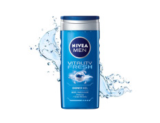NIVEA MEN Vitality Fresh 250ml Body Wash| Shower Gel for Face, Body & Hair| Power of Ocean Minerals| Long Lasting Summer Freshness |Clean, Healthy & Moisturized Skin