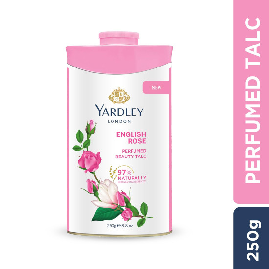Yardley London English Rose Perfumed Talc Spray for Women with Super Fine Talc, Calcium Carbonate, Magnisum Carbonate, Fragrance, Dipropylene Glycol, Calcium Silicate, Triclosan, Pack of 1, 250g