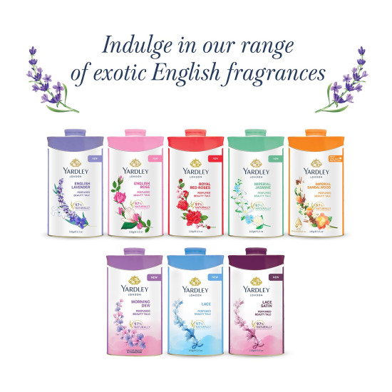 Yardley London English Rose Perfumed Talc Spray for Women with Super Fine Talc, Calcium Carbonate, Magnisum Carbonate, Fragrance, Dipropylene Glycol, Calcium Silicate, Triclosan, Pack of 1, 250g