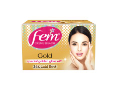 Fem Fairness (Gold) Crème Bleach - 64g | Advanced Skin Glowing System | Enriched with Goodness of 24K Gold Dust | With Rejuvenating Fragrance | No Added Parabens, Silicones & Ammonia