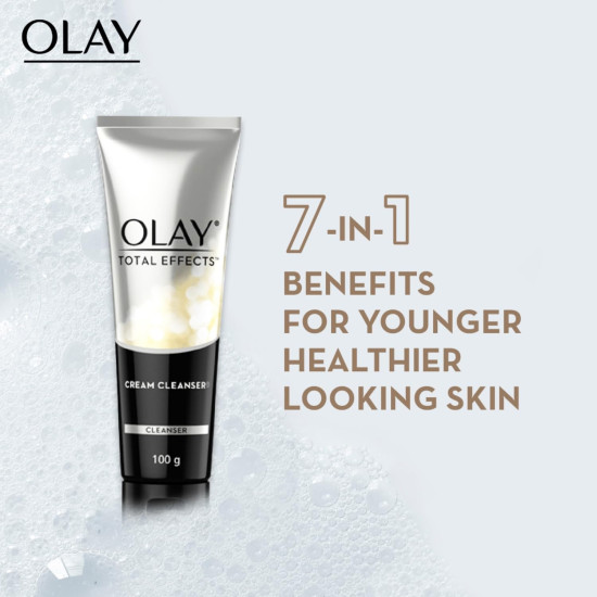 Olay Total Effects Cleanser,With Salicylic Acid & Exfoliating Silica Beads,Throughly Cleanse & Exfoliate Skin For Glowing,Younger Looking Skin,Suitable For Normal,Dry,Oily & Combination Skin,100 Gm