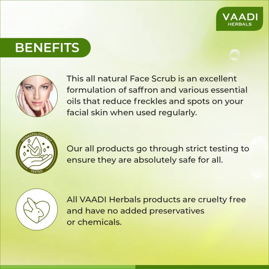 Vaadi Herbals Saffron Skin Whitening Face Scrub, Walnut Scrub and Cinnamon Oil, 50g