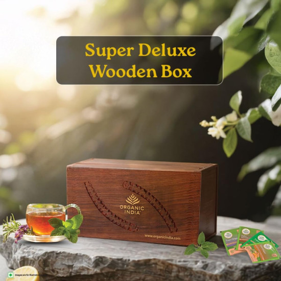 Organic India Tulsi Wooden Gift Box - 100 Tea Bags