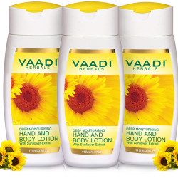 Vaadi Herbals Hand and Body Lotion with Sunflower Extract, 110ml x 3