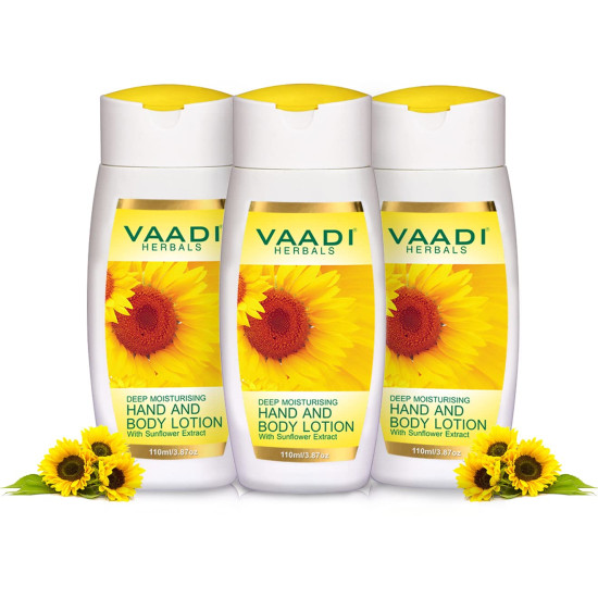 Vaadi Herbals Hand and Body Lotion with Sunflower Extract, 110ml x 3