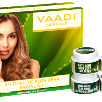 Vaadi Herbals Anti Acne Aloe Vera Facial Kit with Green Tea Extract, 70g