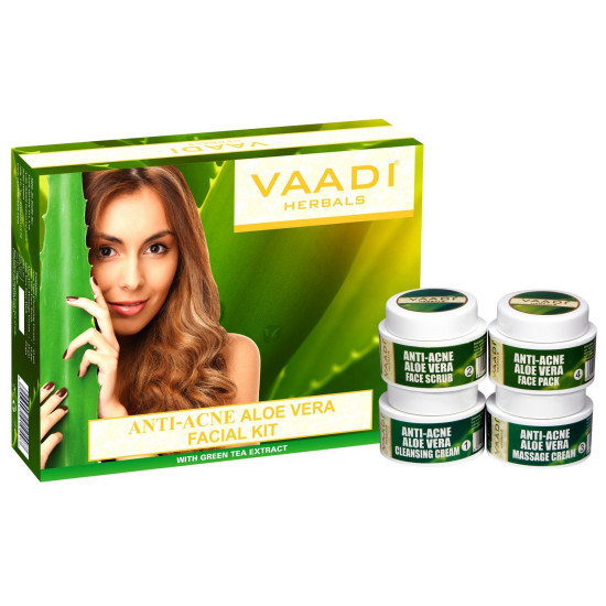 Vaadi Herbals Anti Acne Aloe Vera Facial Kit with Green Tea Extract, 70g