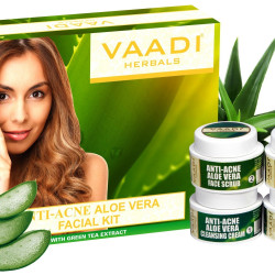 Vaadi Herbals Anti Acne Aloe Vera Facial Kit with Green Tea Extract, 70g