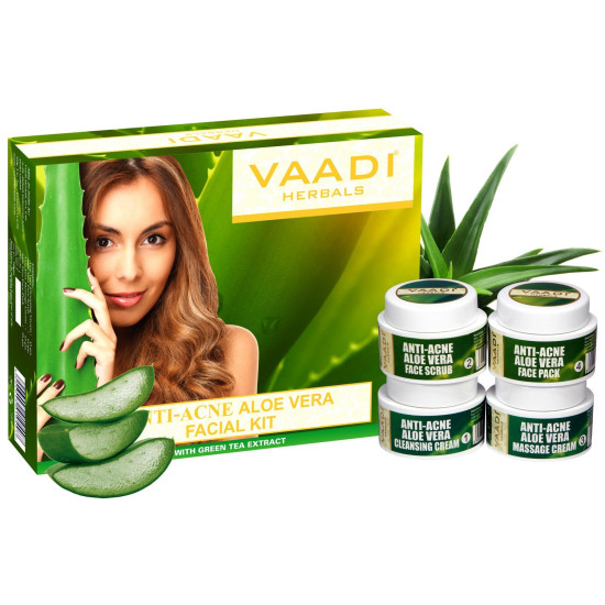 Vaadi Herbals Anti Acne Aloe Vera Facial Kit with Green Tea Extract, 70g