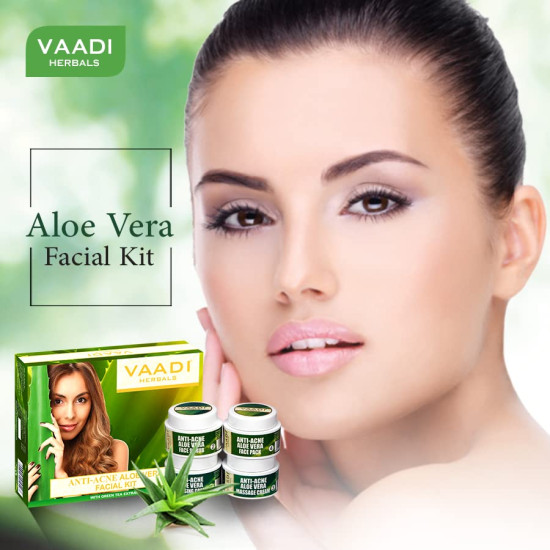 Vaadi Herbals Anti Acne Aloe Vera Facial Kit with Green Tea Extract, 70g