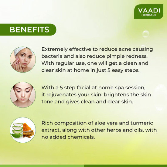 Vaadi Herbals Anti Acne Aloe Vera Facial Kit with Green Tea Extract, 70g