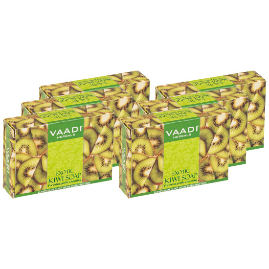 Vaadi Herbals Super Value Exotic Kiwi Soap with Green Apple Extract, 75gms x 6