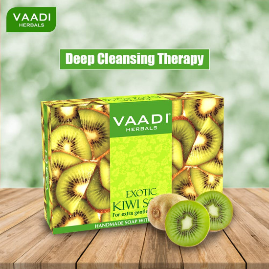 Vaadi Herbals Super Value Exotic Kiwi Soap with Green Apple Extract, 75gms x 6