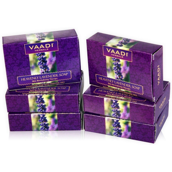 Vaadi Herbals Super Value Heavenly Lavender Soap with Rosemary Extract, 75gms x 6