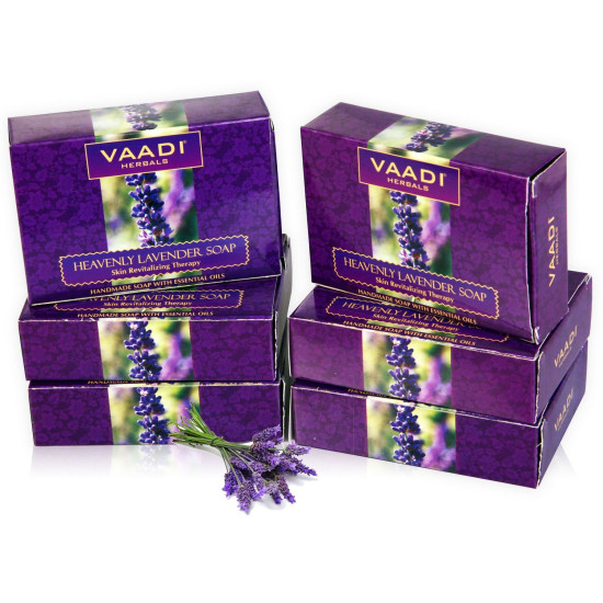 Vaadi Herbals Super Value Heavenly Lavender Soap with Rosemary Extract, 75gms x 6