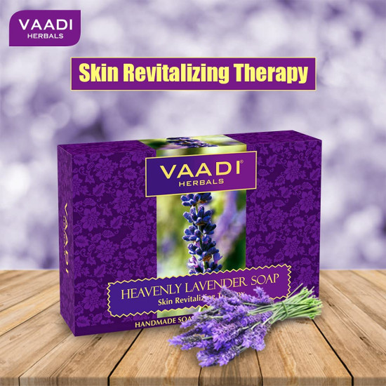 Vaadi Herbals Super Value Heavenly Lavender Soap with Rosemary Extract, 75gms x 6