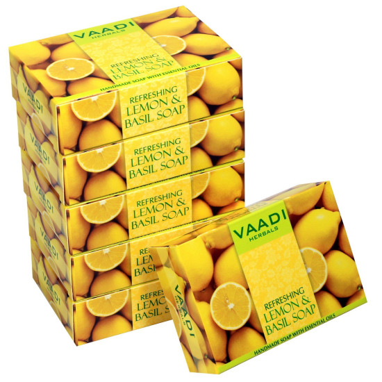 Vaadi Herbals Super Value Refreshing Lemon and Basil Soap, 75gms x 6