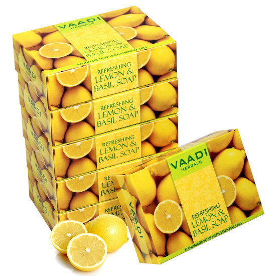 Vaadi Herbals Super Value Refreshing Lemon and Basil Soap, 75gms x 6