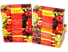 Vaadi Herbals Super Value Fruit Splash Soap with Extracts of Orange, Peach, Green Apple and Lemon, 75gms x 6