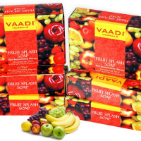 Vaadi Herbals Super Value Fruit Splash Soap with Extracts of Orange, Peach, Green Apple and Lemon, 75gms x 6