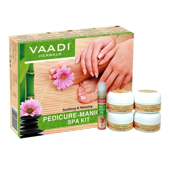 Vaadi Herbals Soothing and Refreshing Pedicure Manicure Spa Kit, Cream and Oil Set, 135g