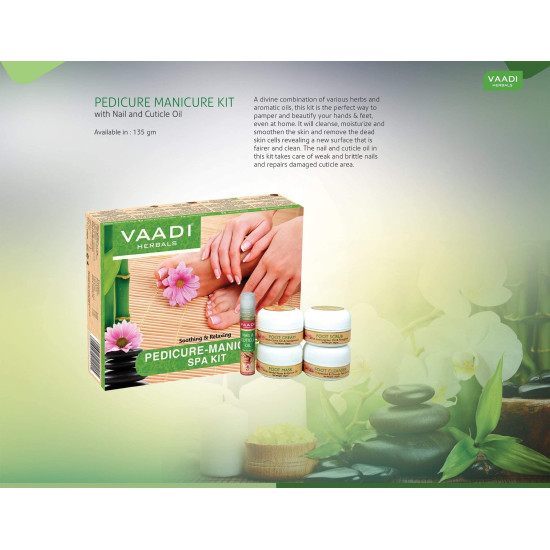 Vaadi Herbals Soothing and Refreshing Pedicure Manicure Spa Kit, Cream and Oil Set, 135g