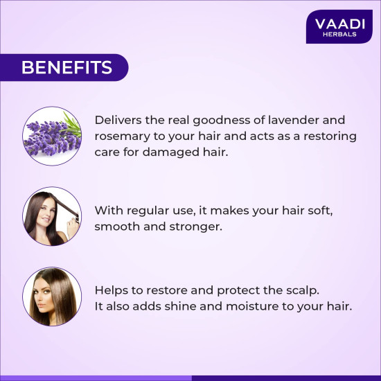 Vaadi Herbals Lavender Shampoo with Rosemary Extract, Intensive Repair System, 110ml x 3