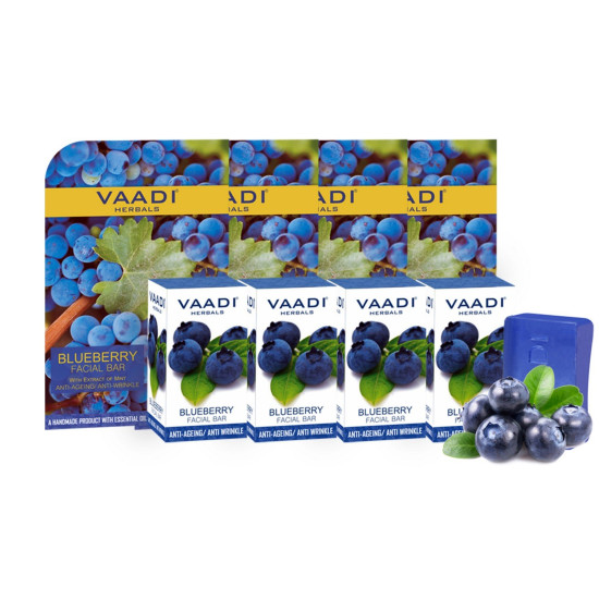 Vaadi Herbals Value Blueberry Facial Bars with Extract of Mint, 25gm x 4