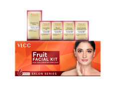 VLCC Salon Series Fruit Facial Kit - ( 6 Facials ) - 300 g | At Home Fruit Facial | Tightens Skin, Lightens Dark Spots & Brightens Skin Tone | Papaya, Cucumber, Peach, Orange & Green Apple.