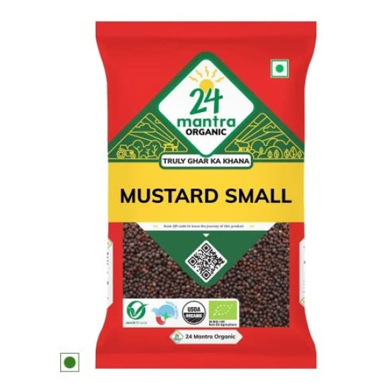 24 Mantra Organic Mustard Seeds Small/Sarson k beenj/Ava Ginjalu - 100gms | Pack of 1 | Chemical Free & Pesticides Free | Unadulterated | Rich Flavour | Minimally Processed