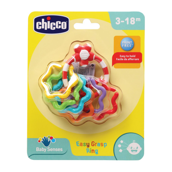 Chicco Easy Grasp Rings| Rattle for Babies, Infants & Toddlers of 3 to 18 months| 6 Detachable Colorful Rings for Sensory Play |Paint-free