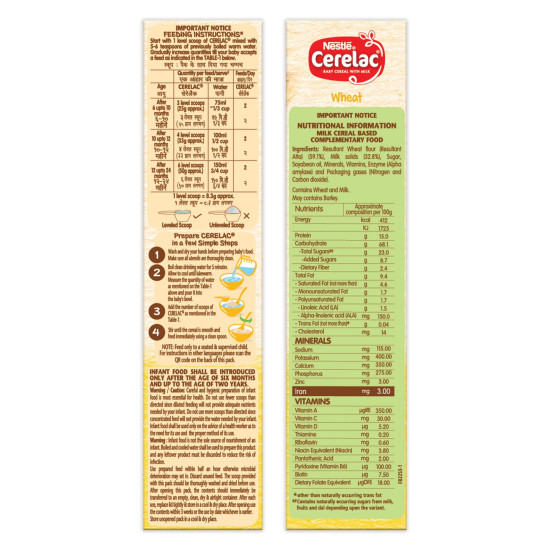 Nestle Cerelac Baby Cereal with Milk , Wheat ,Stage 1, From 6 to 24 Months , Source of Iron & Protein , 300g
